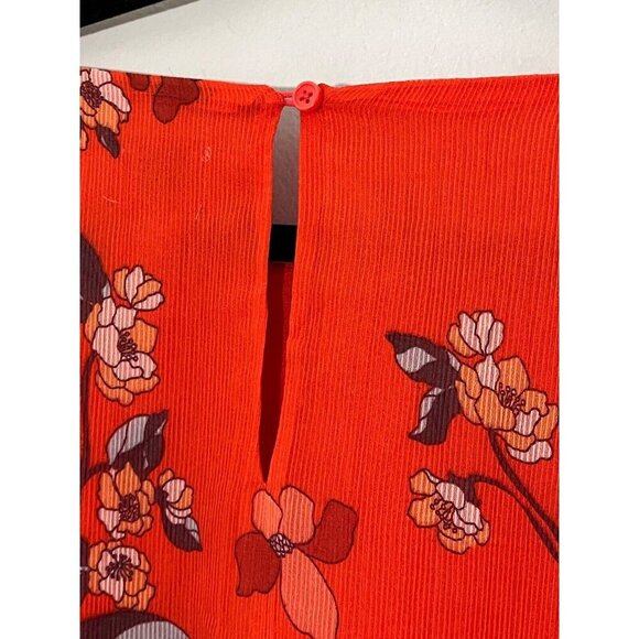 A New Day Dress XL Orange Floral Tiered Boho Western Retro Feminine Preppy 80s - Picture 10 of 13